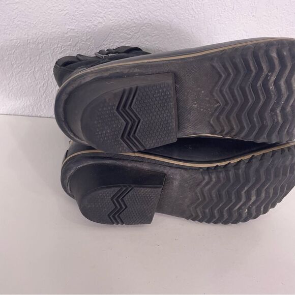 Sorel Black Leather Mid Calf Lace Up Winter Boots - Picture 9 of 10